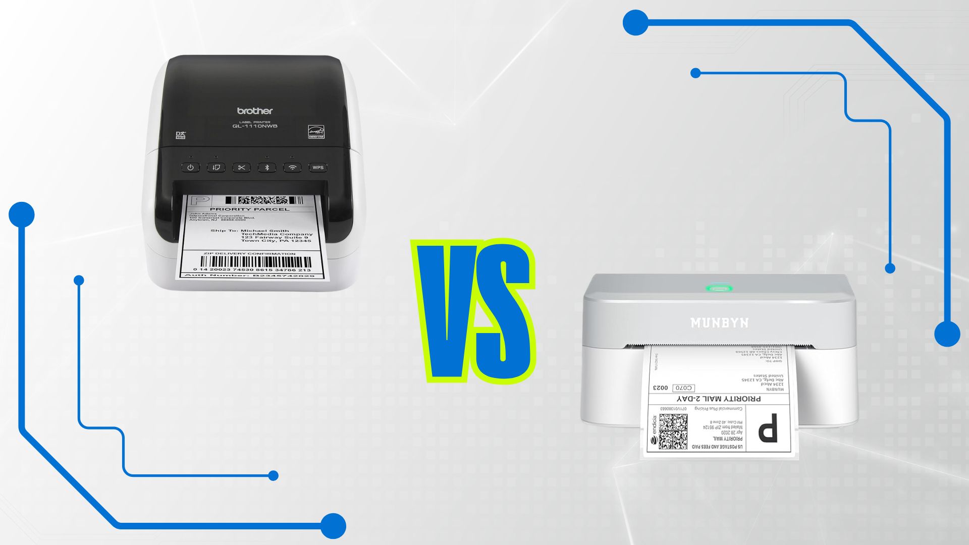MUNBYN RealWriter 403B vs Brother QL-1110NWB